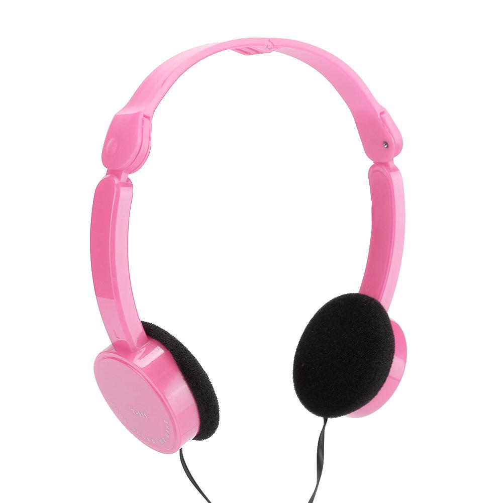 Foldable Wired Stereo Headset Children Headphone with Microphone for Smartphone TabletPink