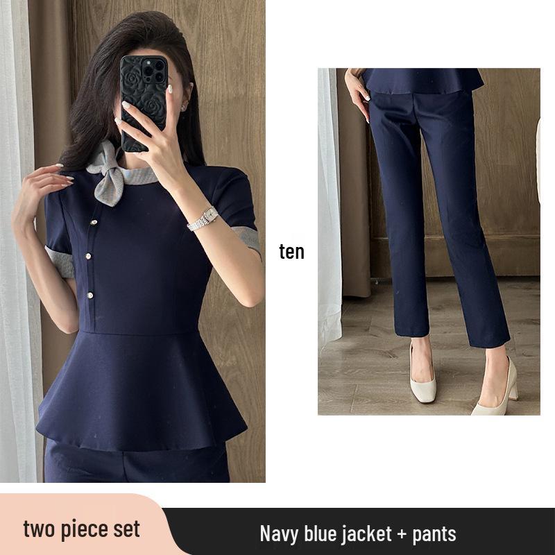 Women's High-End Professional Salon & Hotel Reception Summer Workwear Set