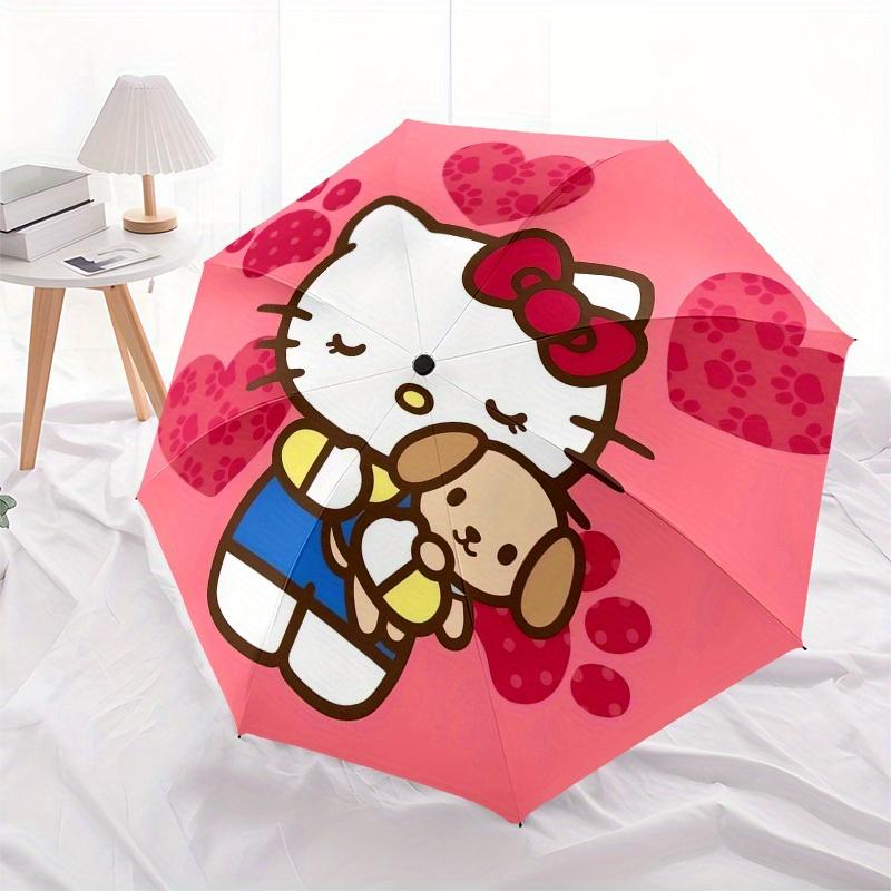 1pc Hello Kitty with Puppy and Hearts Umbrella with Plastic Handle,Suitable for All Seasons Home Travel Outdoor UmbrellaSanlio418