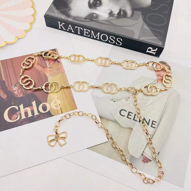 

Fashion Design Niche Waist Chain Women s Accessories Skirt Metal Chain Bow Fashion Simple Belt Women Ins 105cm