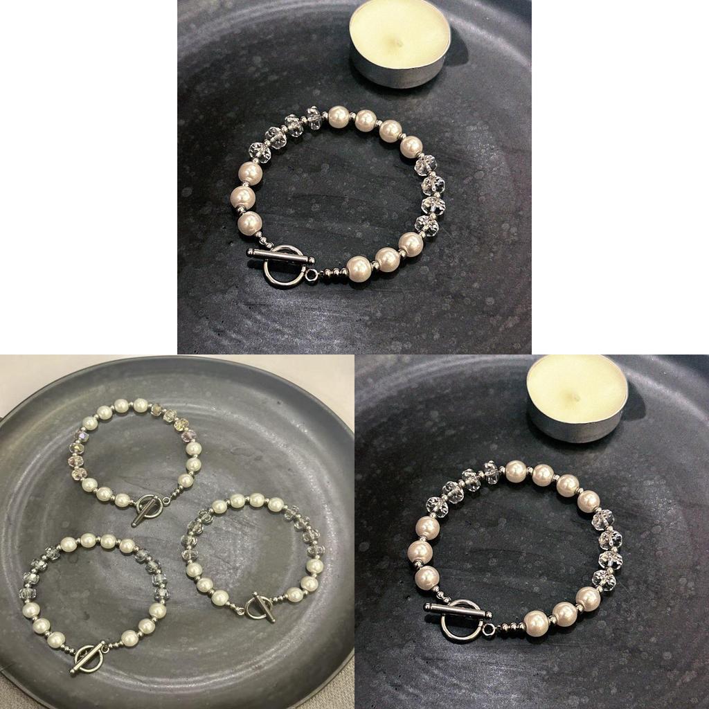 Geometric Style Handmade Pearl Bracelet With Colorful Crystals For Summer Gift Giving