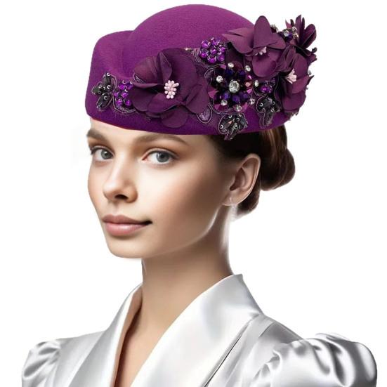 Teselskaphatt for kvinner jenter stoffblomst fascinatorhatt vintage cocktailparty pillbox-hatt rollespill bowler party-tilbehør