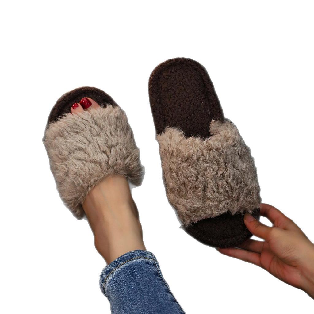 Fashionista Home Warm Indoor Leaky Finger Plush Raw European Cotton Slippers