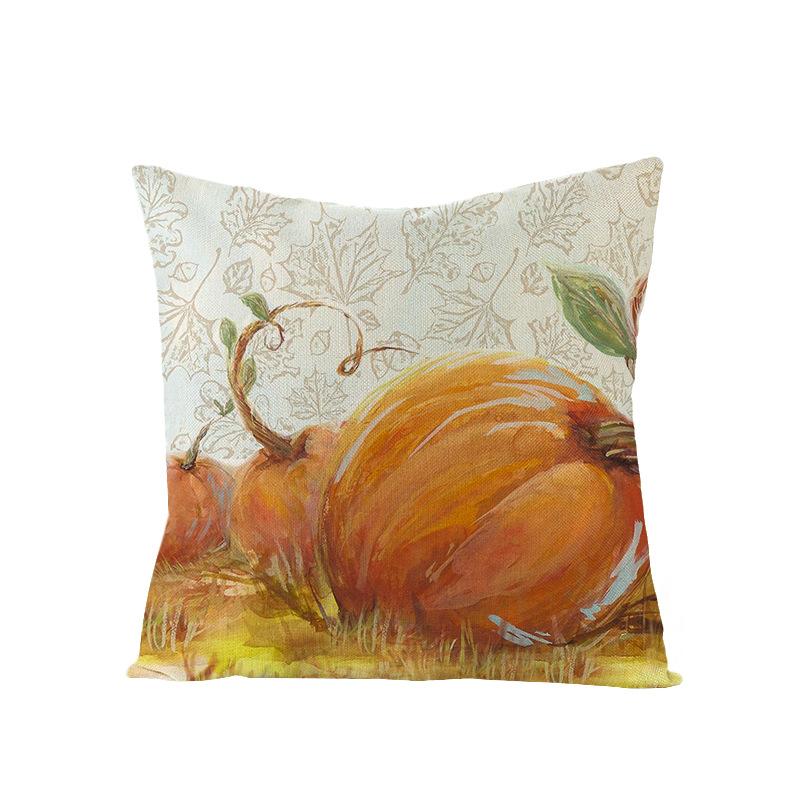 Thanksgiving Cushion Cover Pumpkin Print Harvest Polyester Cushion Cover Office Sofa Cushion Cover