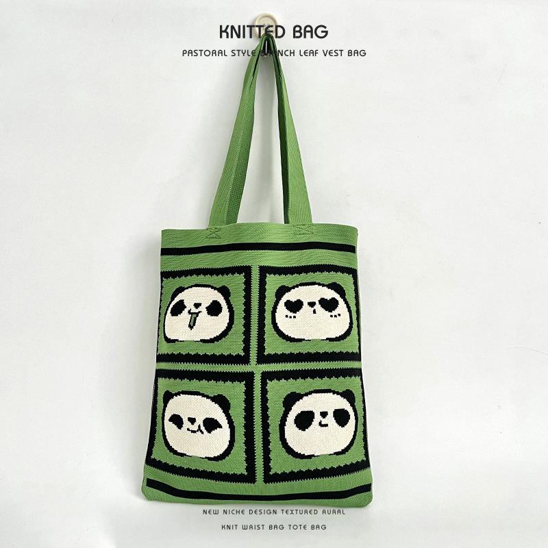 2025 Cute Panda Knitted Shoulder Bag: Large Capacity, Versatile Storage for Women and Students