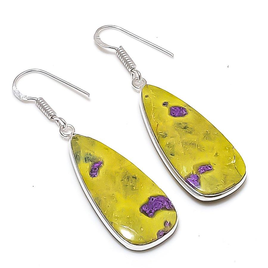 

Natural Stichtite Stone Gemstone 925 Sterling Silver Jewelry Earring 2.05 AEE-10928