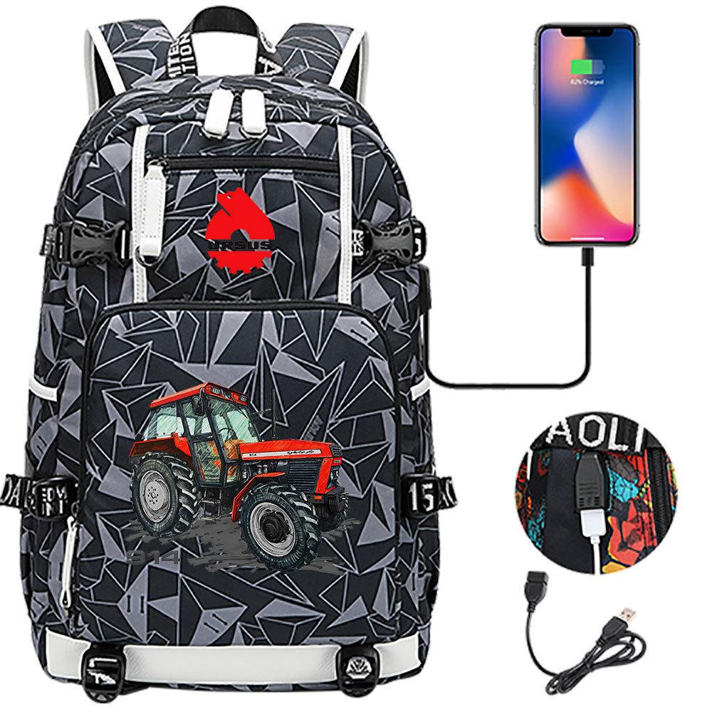 Tractor Usb Headphones, Youth School Bag, Men S And Women S Leisure Travel Backpack 48CMX30CMX15CM