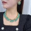 Vintage Cui Jia Luxury Turquoise Necklace & Ear Clips Set - Fireworks Collection Summer Choker