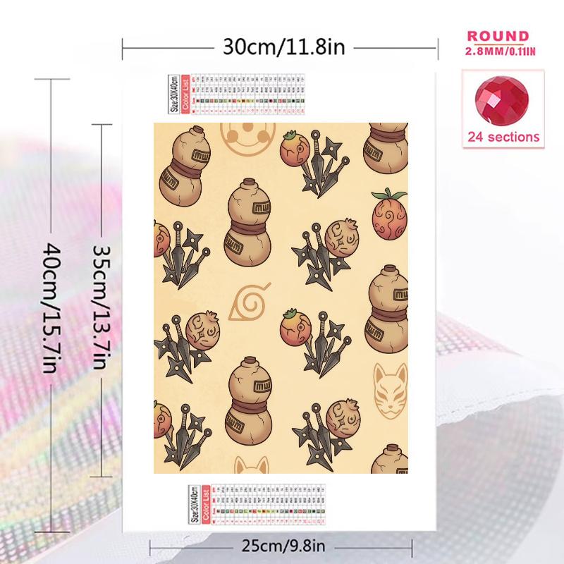 Naruto Iconic Items & Symbols Art Set Pattern 3pcs 100% Round Full Drill 5D DIY Diamond Painting Embroidery Cross Stitch Rhinestone Décor