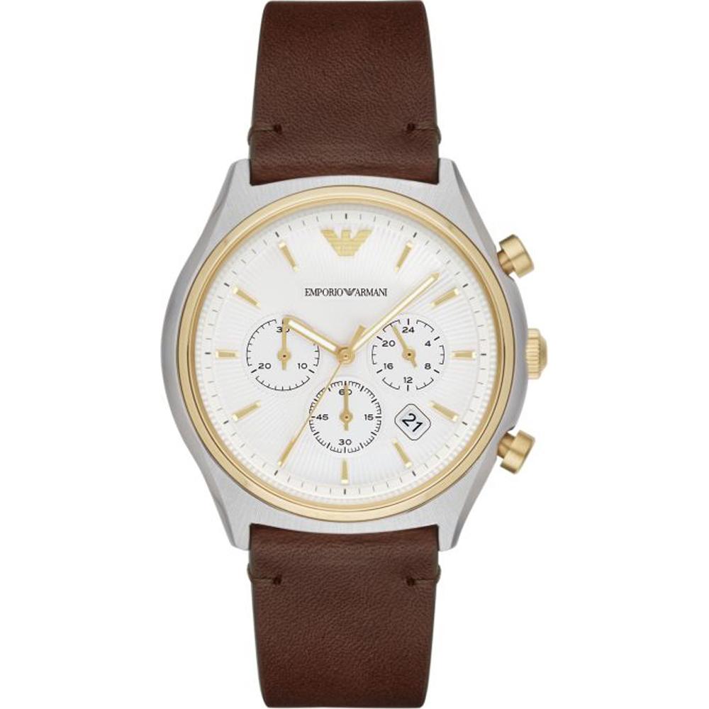 Emporio Armani Zeta White Leather/Brown Men s Quartz Chronograph with Date AR11033 белый