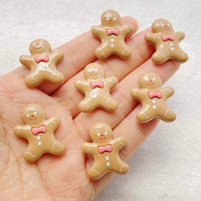 10Pcs Cute Cartoon Christmas Gingerbread Man Flat Back Resin Scrapbooking DIY Jewelry Craft Decoration Accessorie