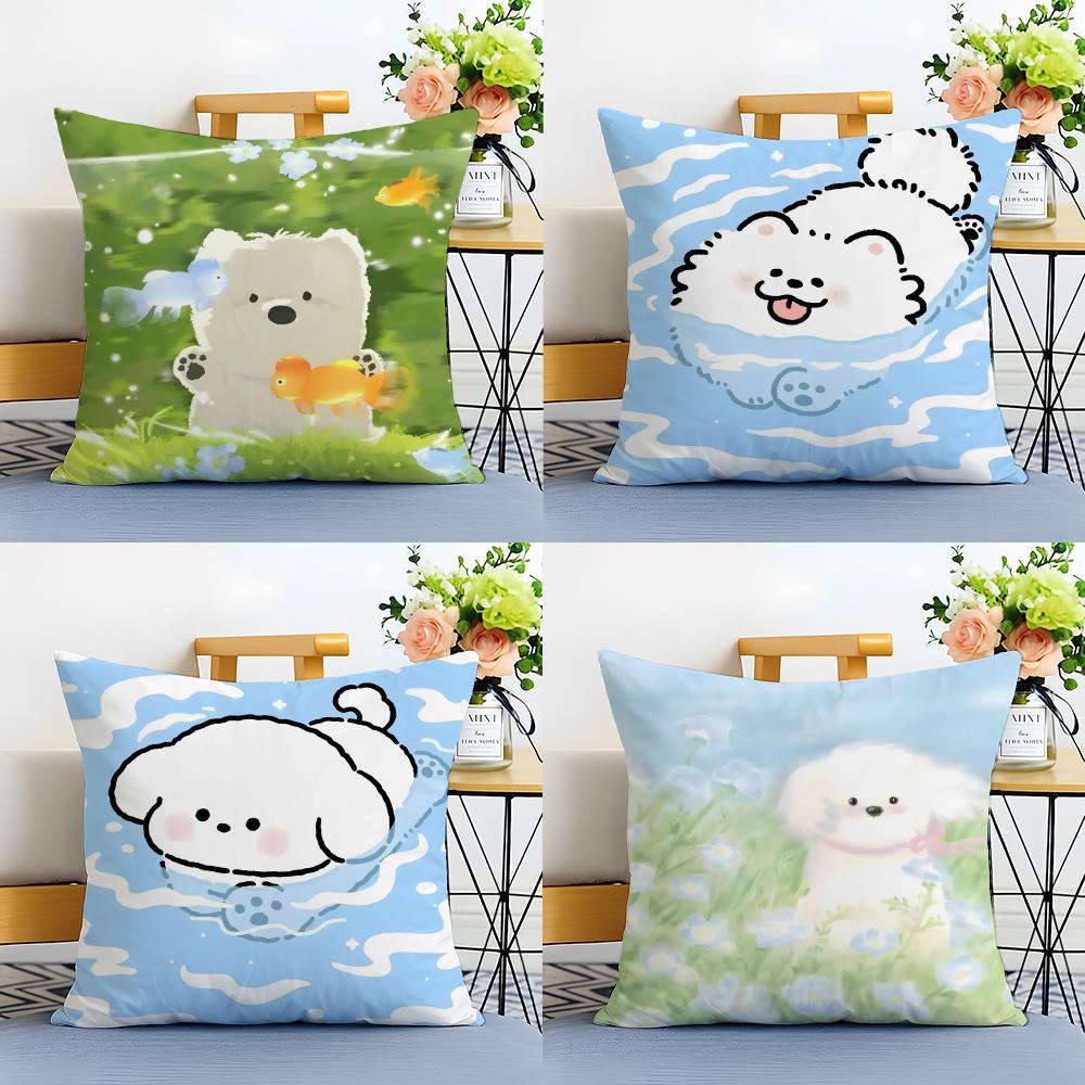 Healing Iittle Fresh Cartoon Animal Cushion Cover Linen Pillowcase Soft For Sofa Bed Home Room Decor