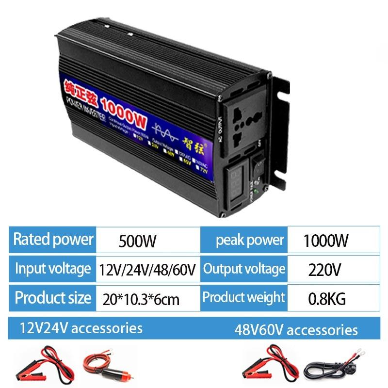 

Преобразователь напряжения DC12V 24V в AC 220V, чистая синусоида, для путешествий, грузовика, автомобиля, бытовой техники, портативный, солнечный инвертор 12V