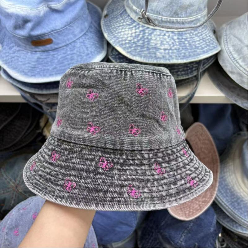 Embroidered Fisherman Hats Women, And Trendy Bucket Hat Vintage Foldable Sunshade New Casual