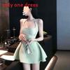 Modale Fabric Abstract Pattern Slip Dress With High Waist For Summer Street Style