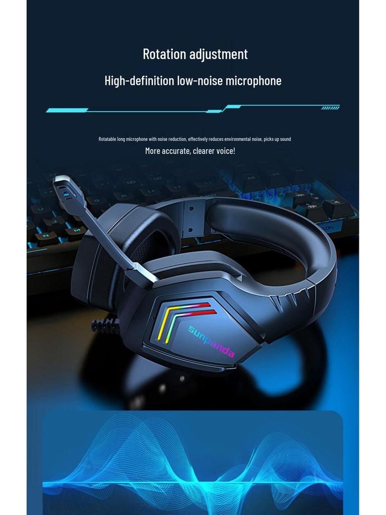 USB Gaming Headset with Noise Cancelling and Cool Lighting Effects for PC/Laptop