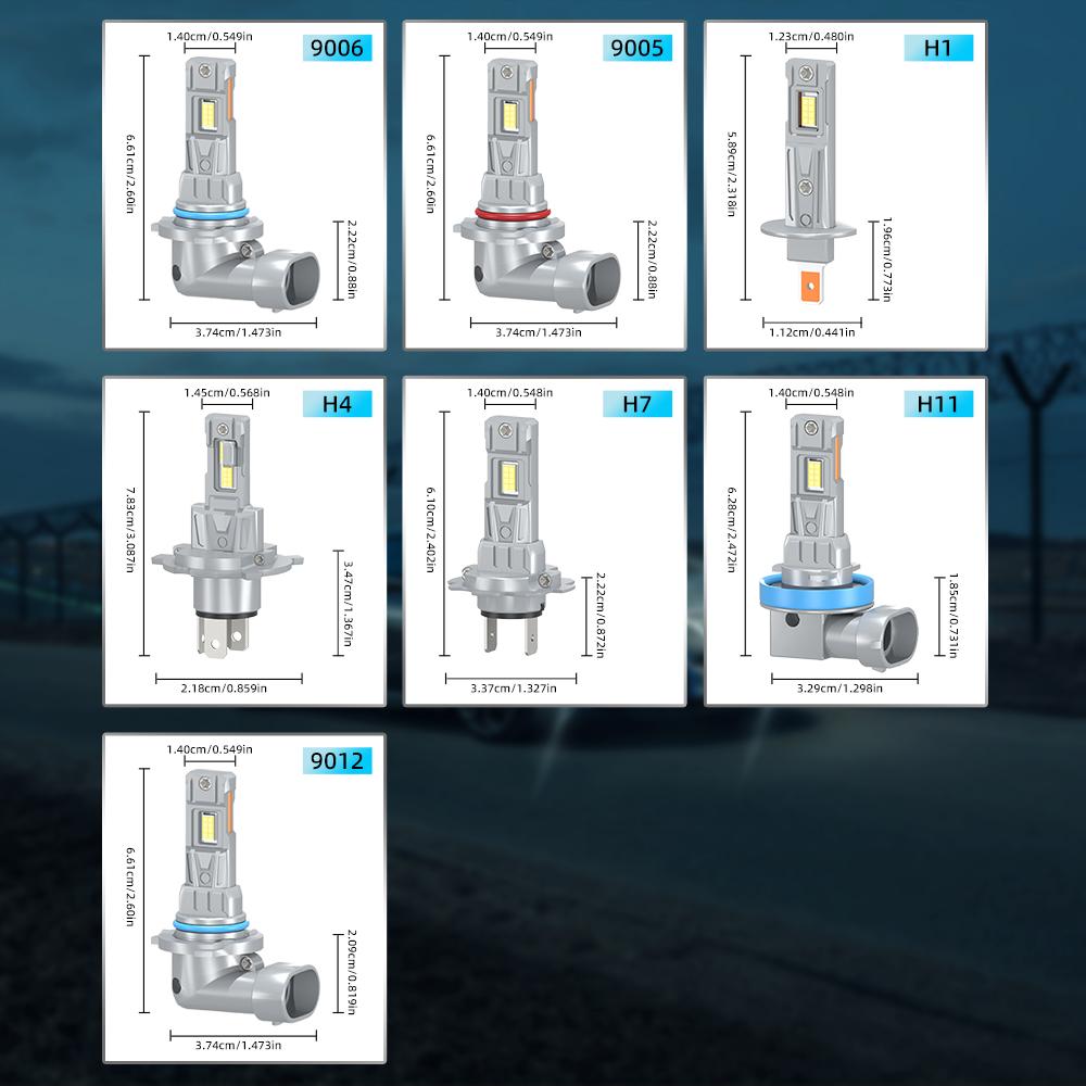 4PCS H1 H7 6500K Combo LED Headlight High Low Beam Bulbs Kit Super Bright Cool White LED headLamp Replacement