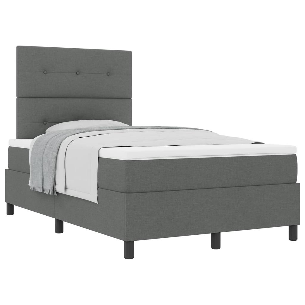 Box Spring Bed with Headboard Dark Grey 120 X 200 Cm Fabric