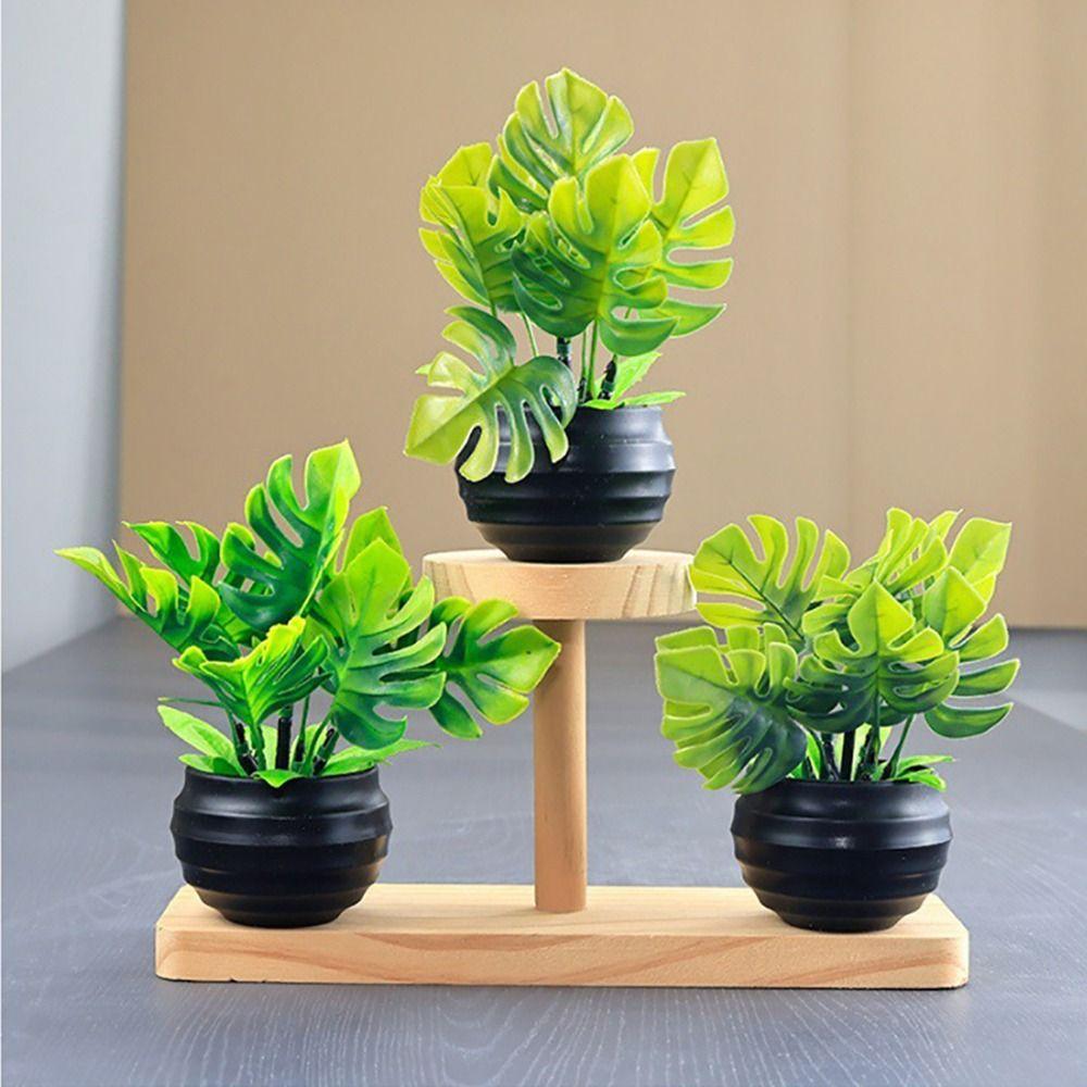 Green Leaves Faux Plant Bonsai Photo Props Artificial Potted Plant Home Decoration