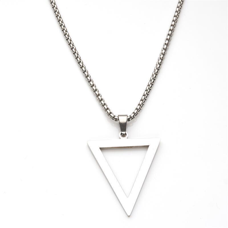 Men And Boys Stainless Steel Inverted Triangle Geometric Pendant Necklace