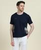 PANICALE Navy Cotton Patchwork Logo T-Shirt