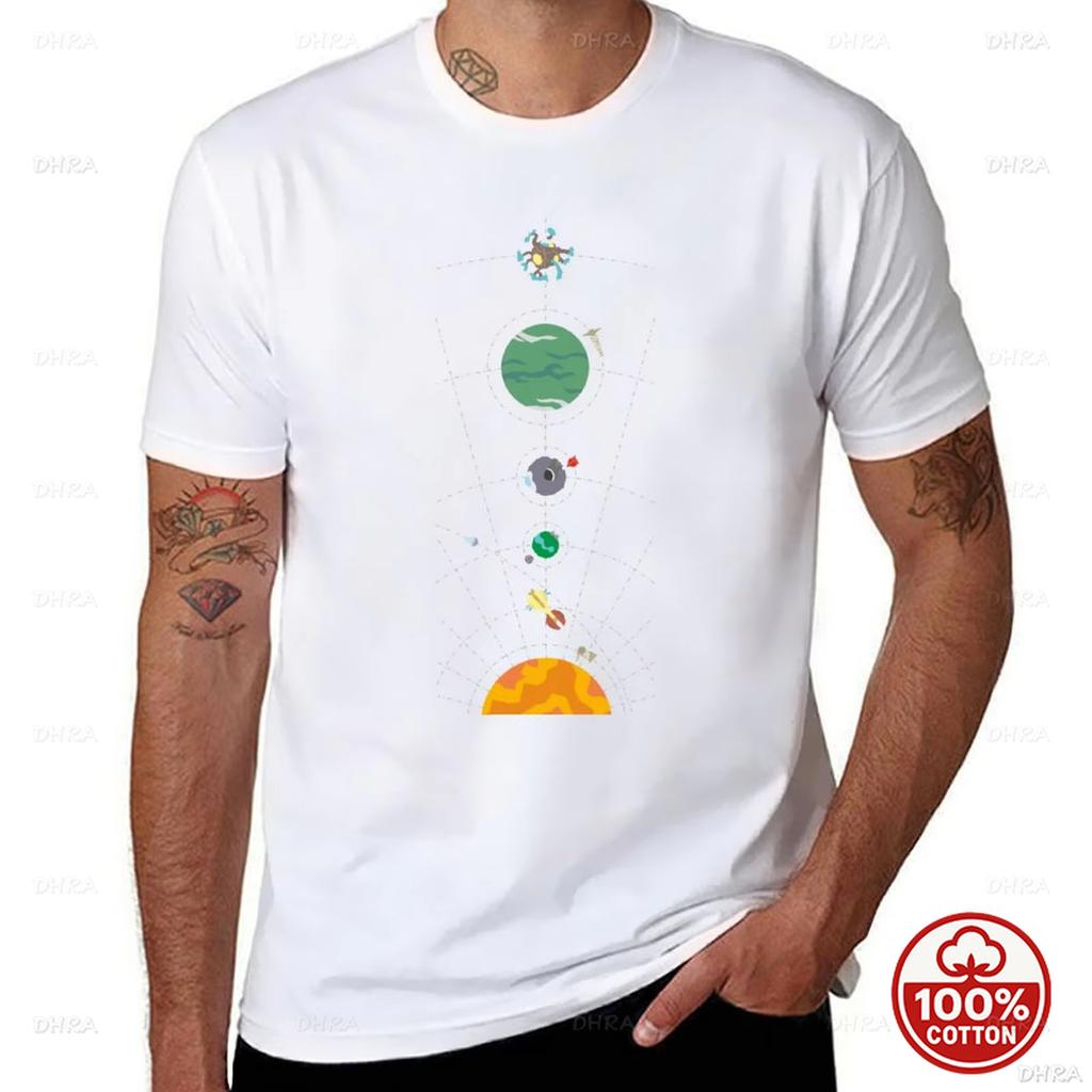Outer Wilds Hearthian System Map TShirt Korean Fashion Plain Sublime Shirts Graphic Tees Unisex Soft Cotton Loose Summer TShirts