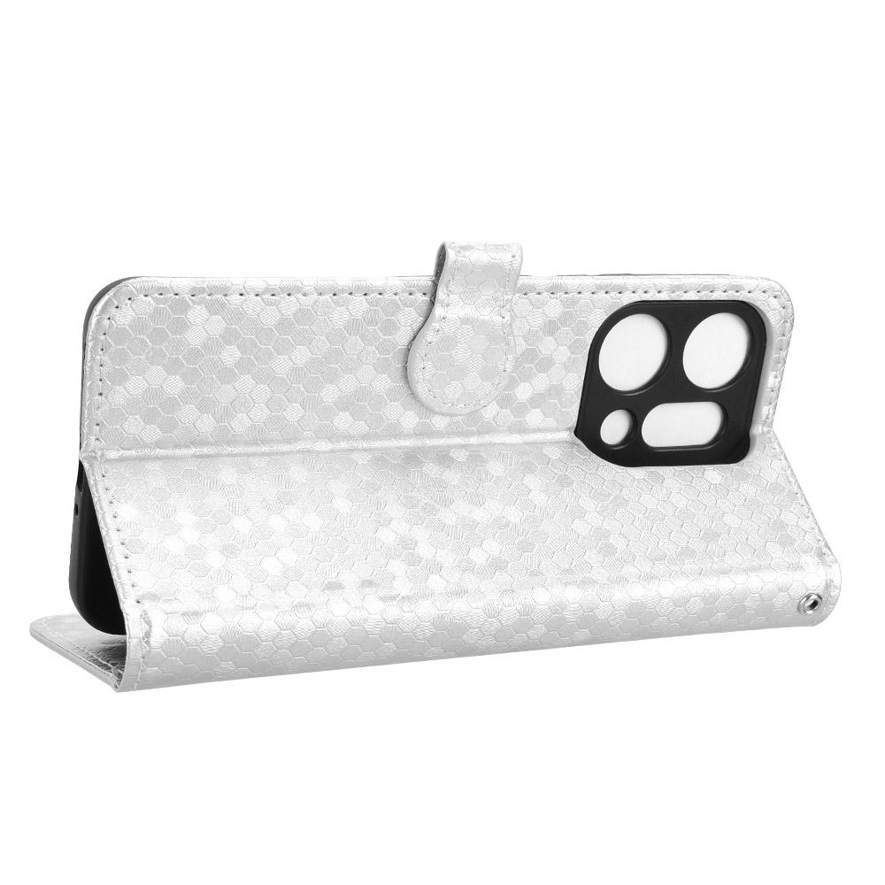 For Oppo Reno14 Pro 5G (Global) Wallet Case Dot Pattern Imprint PU Leather Phone Cover with Wrist Strap