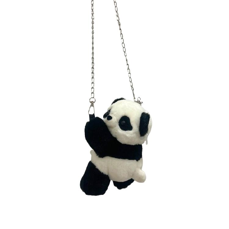 Women Plush Panda Shoulder Bag Bear Crossbody Bag Lovely Cartoon Backpack Soft Messenger Bag for Travel S