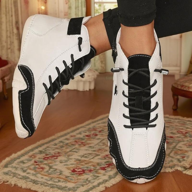 Spring and Autumn Women's Loafers Handmade Leather British Middle Top Bare Boots Anti Slip Comfortable Casual Shoes for Women