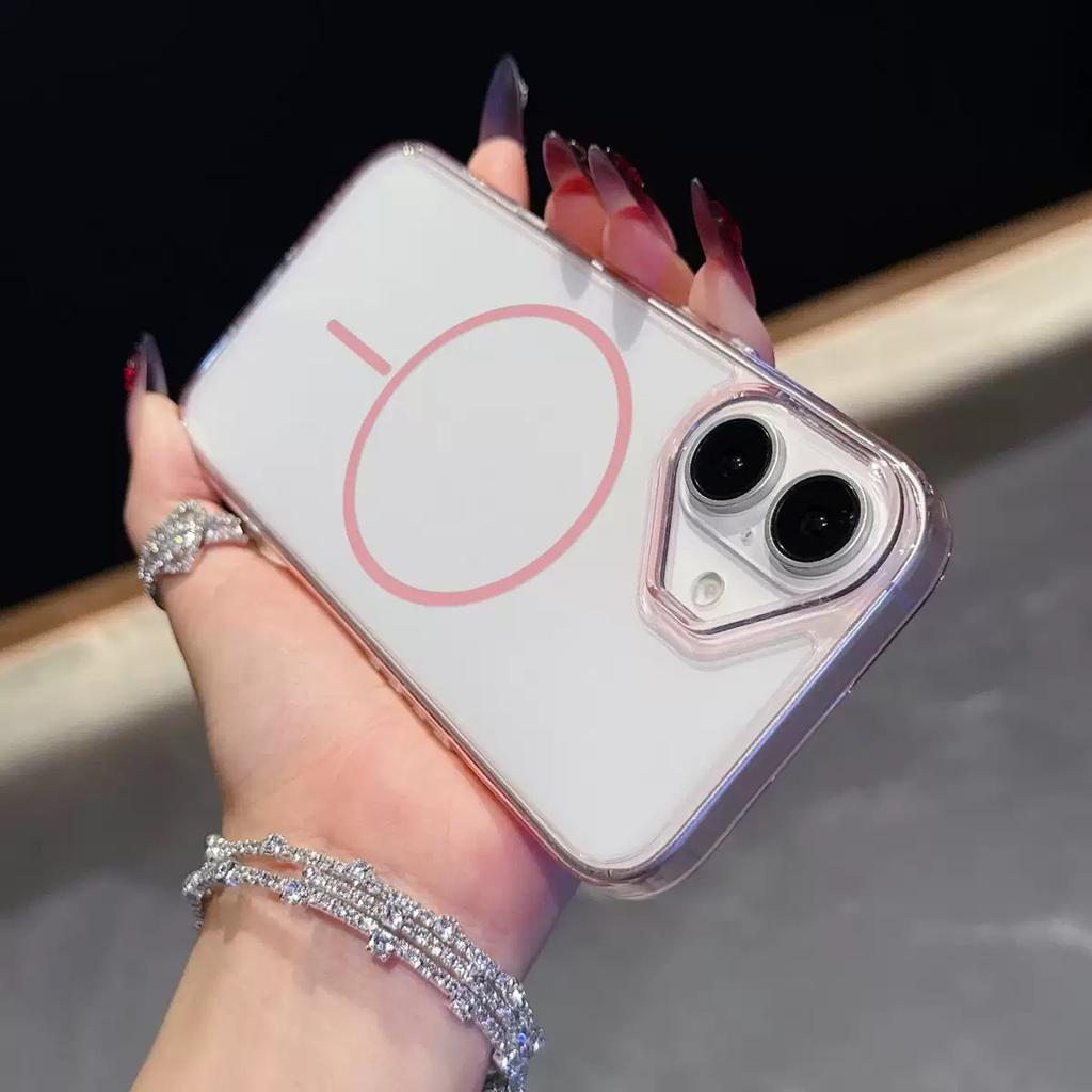 Suitable for iPhone16promax mobile phone case Magnetic suction thin ring Transparent anti-drop Apple 17 anti-yellow PC protective case