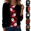 Women's Halloween Printed Crewneck Long Sleeve Pullover Sweatshirt Casual Fit Lightweight Top for Seasonal Wear