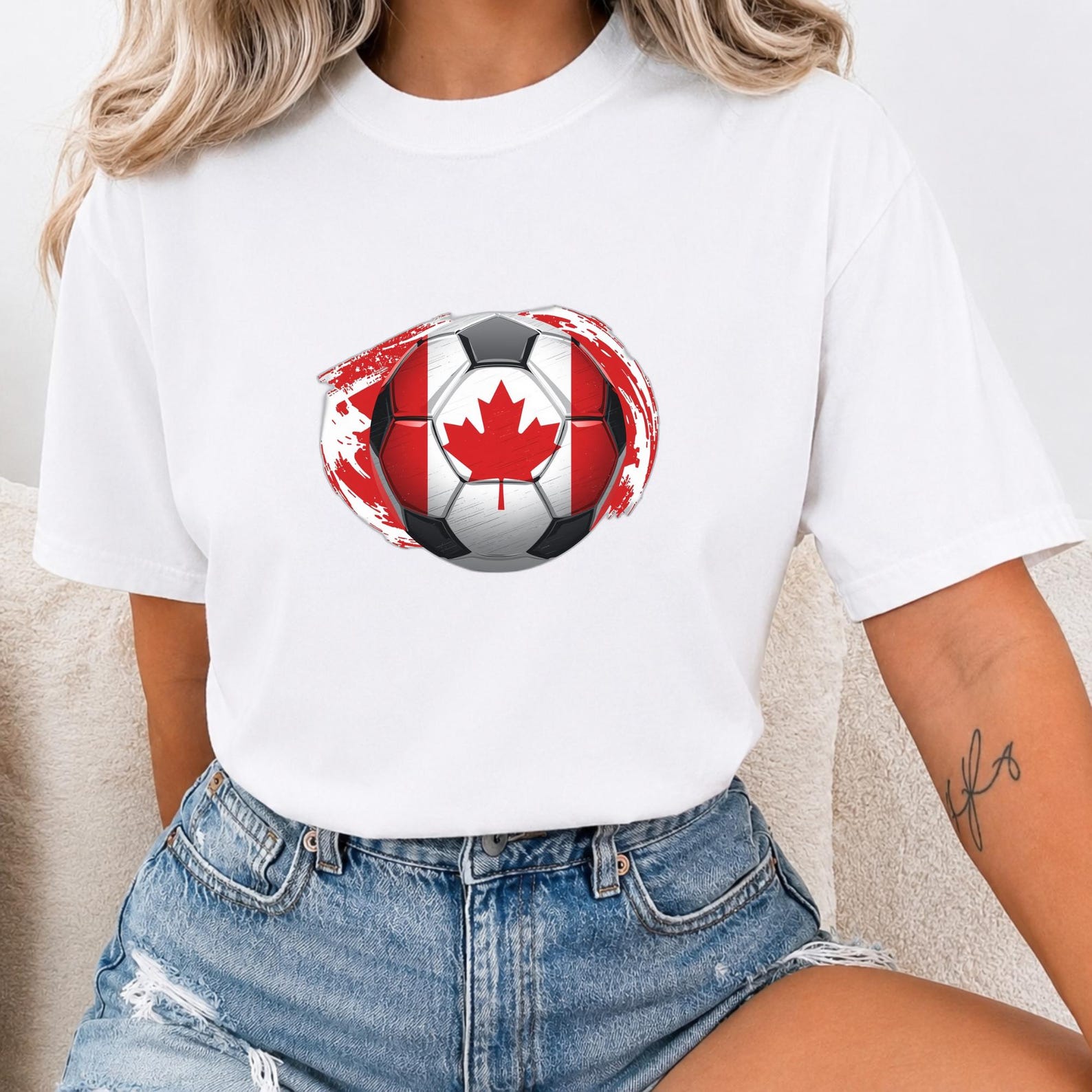 Canada Soccer Ball T-Shirt | Canadian Football Fan Tee | Canada Soccer Pride Shirt | Unisex Football Supporter Top M