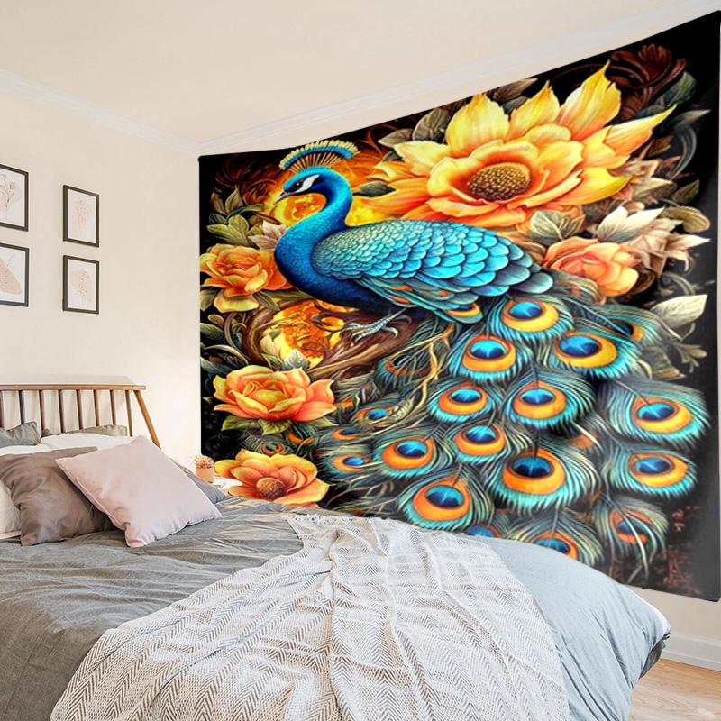 Peacock In The Forest Tapestry Room Decoration Wall Hanging for Living Room Bedroom, dormitory, Birthday and Christmas gifts
