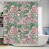 Floral Print Shower Curtain Pink Rose Green Leaf Waterproof Bathroom Decorations Customizable Size Durable Polyester Fabric Shri