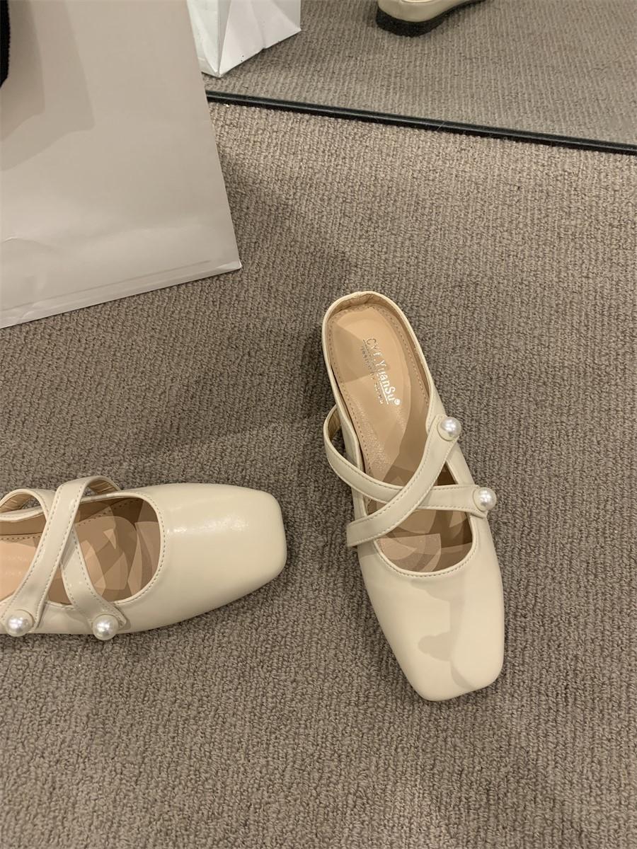 

Мода 2024 года, новые женские мюли, тапочки, удобные балетки из искусственной кожи на плоской подошве, женские модные туфли-лодочки Mary Jane с кроссовками 40 абрикосовый