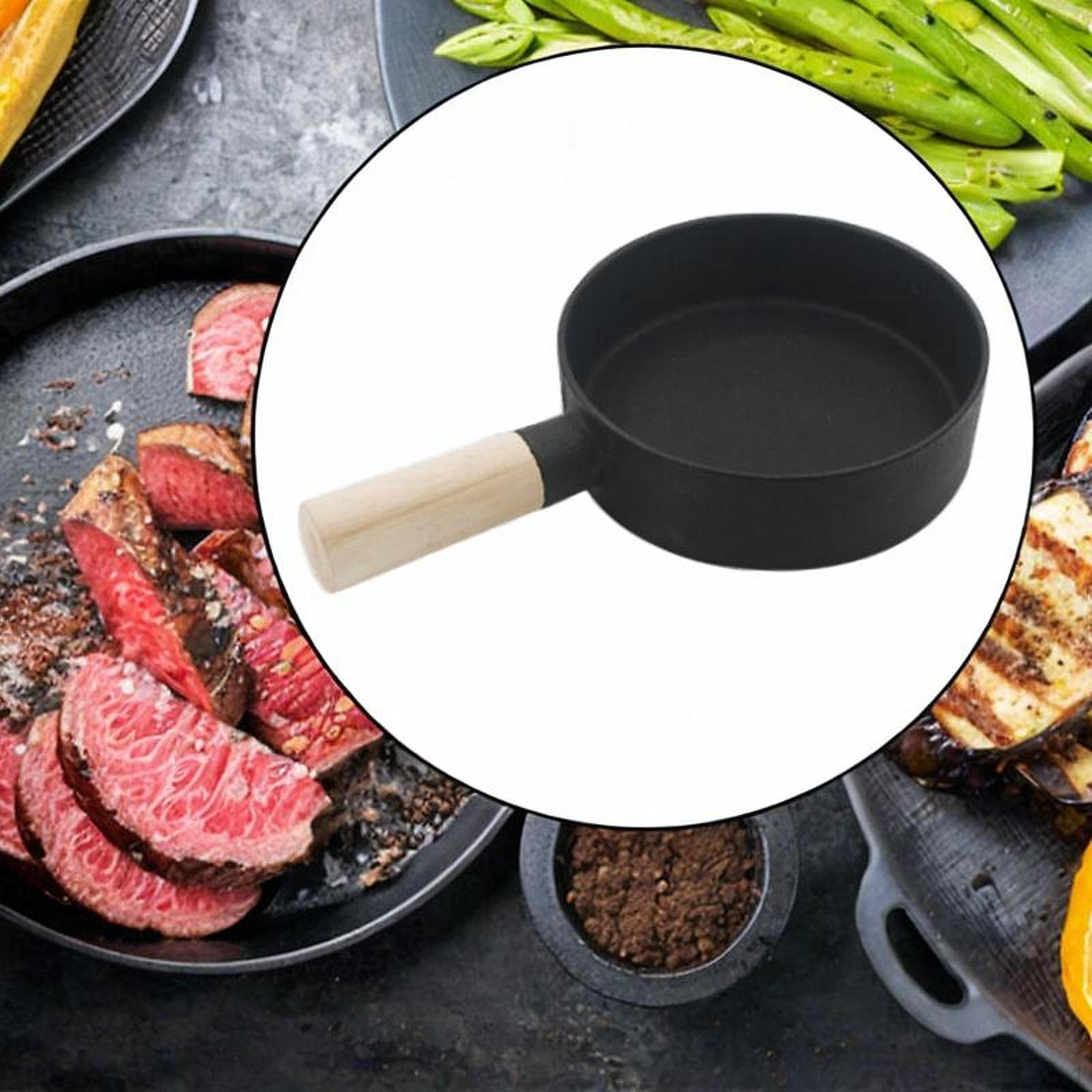 

Чугунная сковорода, кастрюля для готовки, эргономичная ручка, индукционная фритюрница с антипригарным покрытием, круглая омлетная форма 16cm