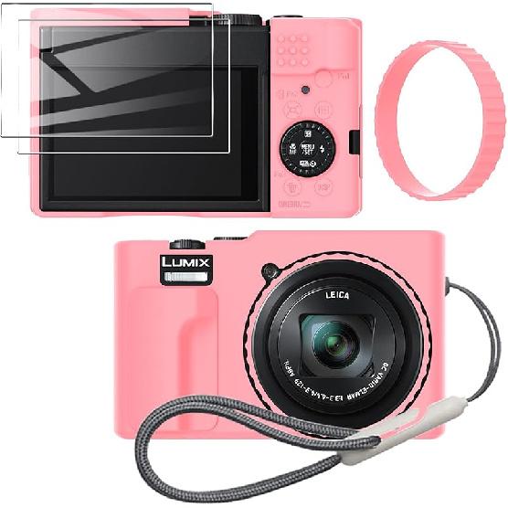 Silicone Case for Panasonic LUMIX ZS99 with Removable Lens Cover and 2PCS Screen Protector and a Lanyard lumix zs99 case - Black