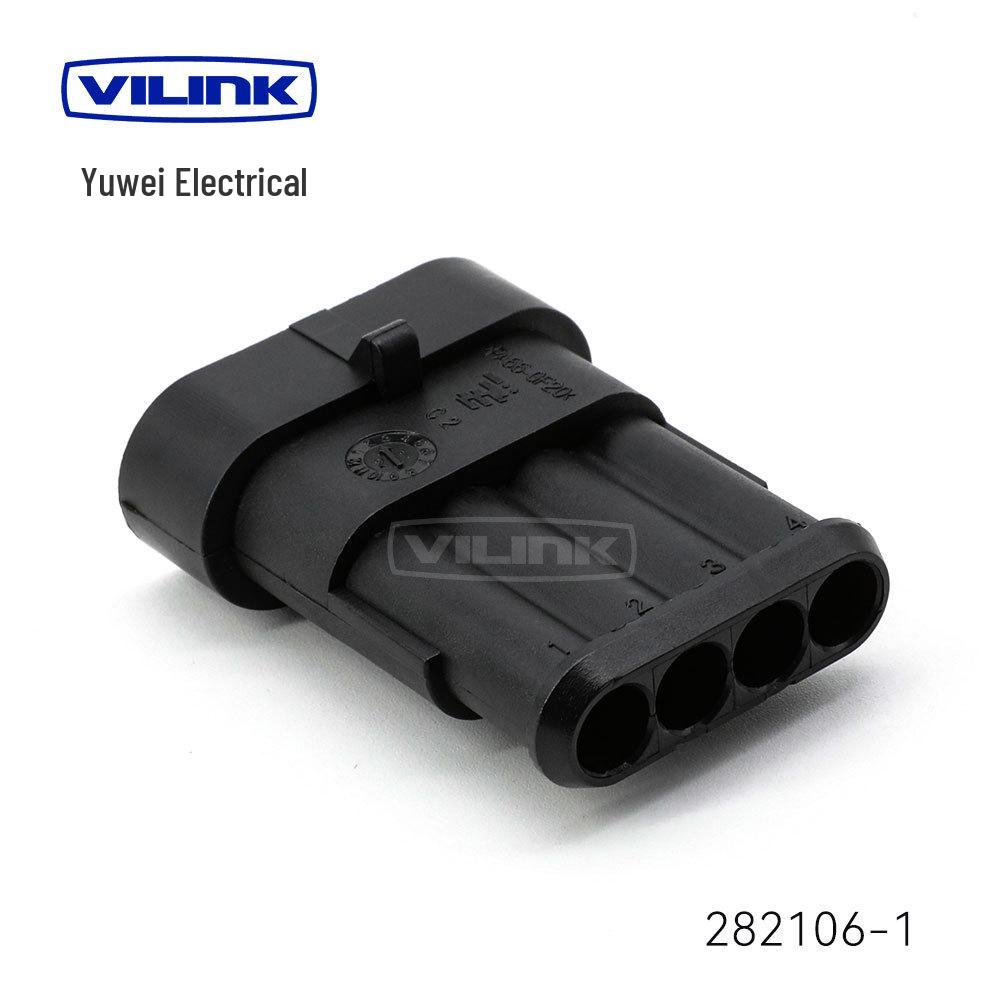 High-Quality AMP Automotive Waterproof Connector Pair for Quick Wire Connection (Male & Female), Model 282080-1.