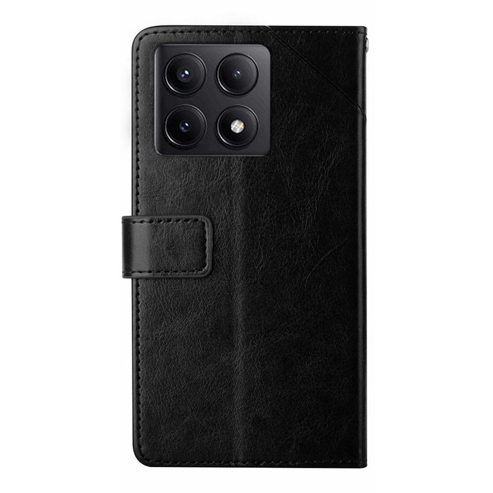 For Xiaomi 14T Pro Case with Wrist Strap Y Shaped Lines Imprint Leather Phone Cover