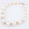 Women's Gorgeous Luxury Big Faux Pearl Rhinestone Bib Statement Chain Halsband