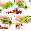 Manual Cherry Olive Pitter Single Hole Design ABS+Stainless Steel Handle Green 20.5x3.8x13cm