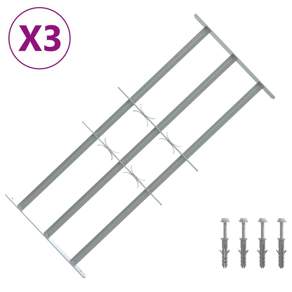 Window Security Grille with 3 Horizontal Bars 3 pcs
