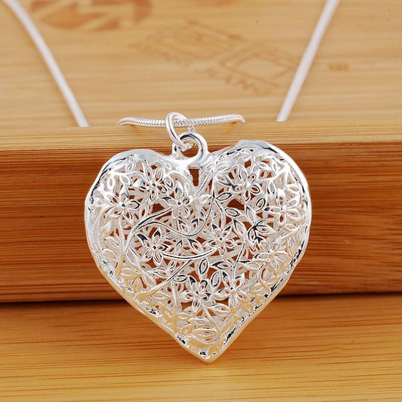 Xiaomi DOTEFFIL 925 Sterling Silver 18-30 Inch Carved Heart Pendant Snake Chain Necklace For Women Fashion Wedding Party Charm Jewelry