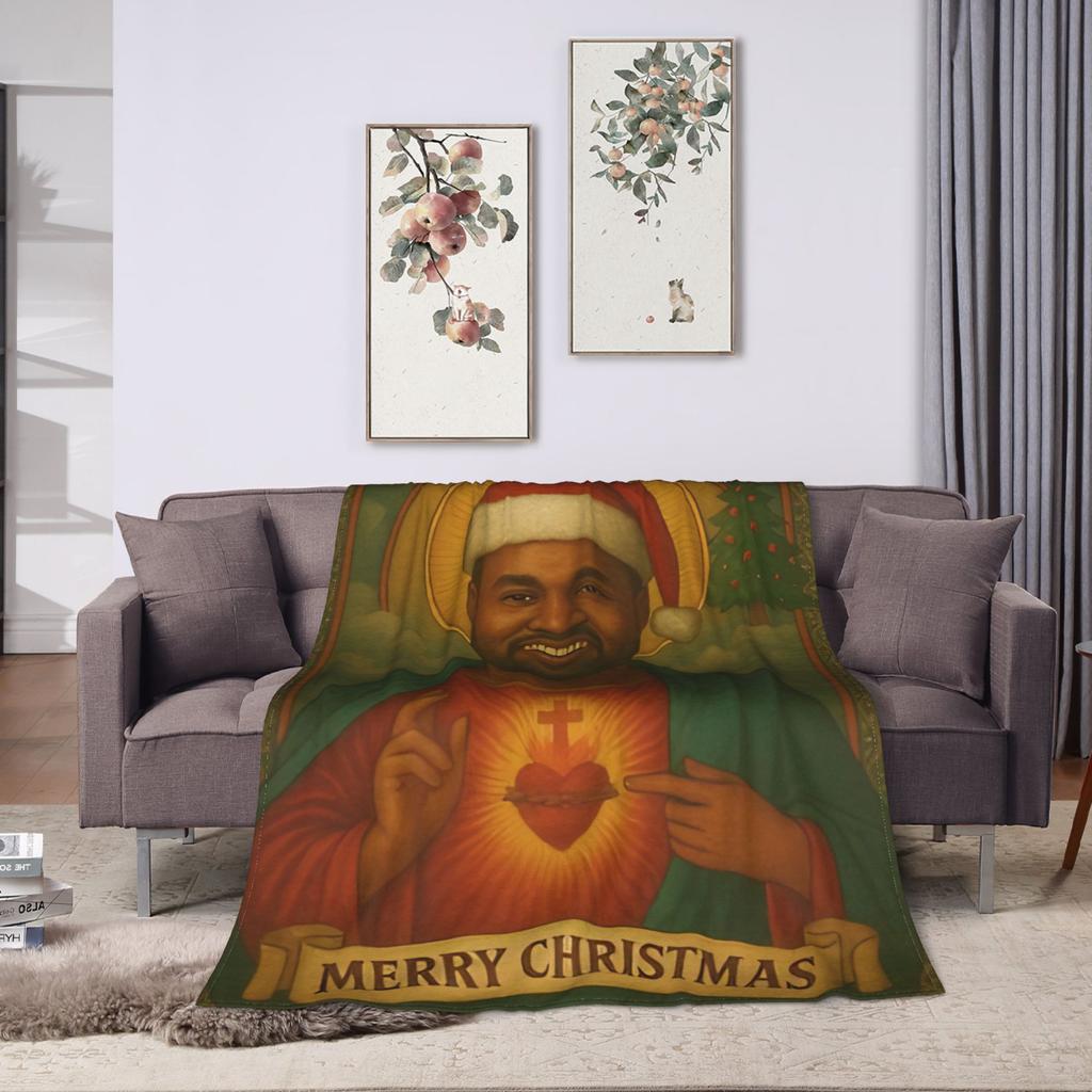 Kanye Meme Xmas Super Soft Blanket  Kids Adult Plush Bedding Throws Street Trend Couch Chair Flannel Bedspread Sofa Bed Cover