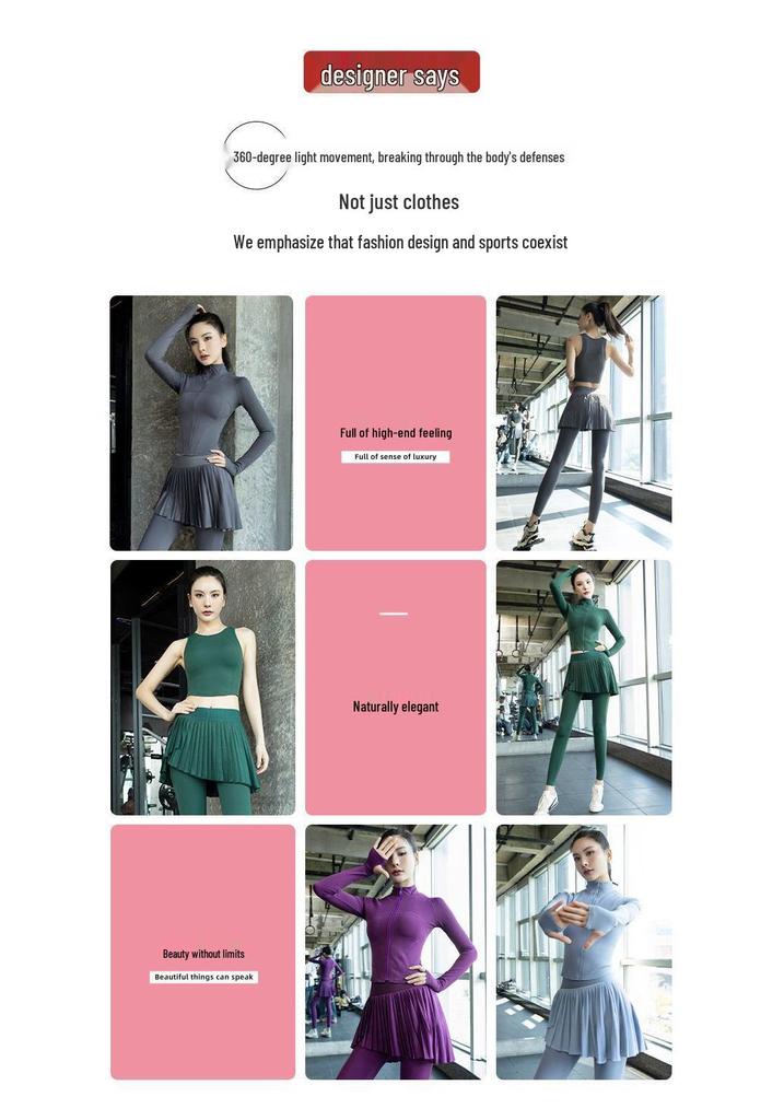 Women's Pleated Skirt & Jacket Quick-Dry Yoga Set