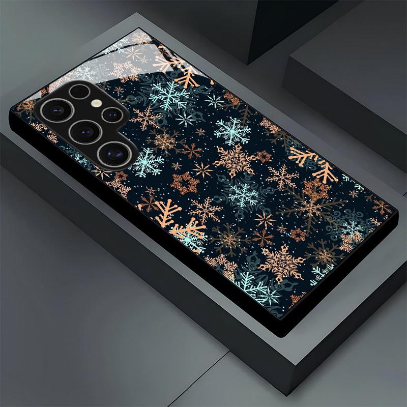 Phone Case Glass TPU PhoneCase for Samsung Galaxy S26 S25 S24 S23 S22 S21 FE,Ultra,Plus Dropresistant Snowy Landscape at Night