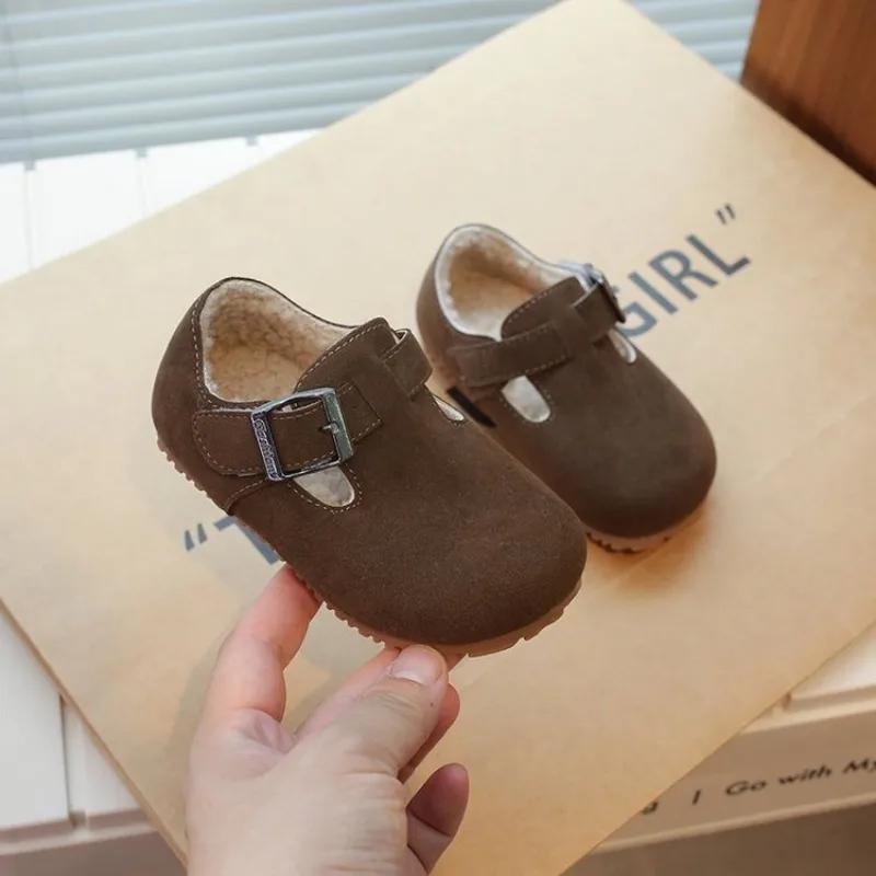 Toddler Kids Casual Shoes Plush Warm Buckle Soft Children Flats Boys Girls Autumn Winter Leisure Fashion Baby's Cotton Shoes