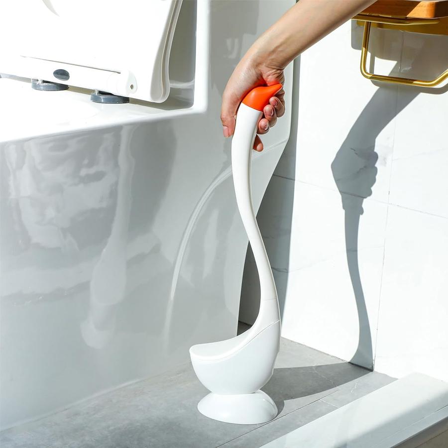 Elegant Swan Toilet Brush with Base, Long Handle Bathroom Cleaning Tool, Easy To Clean, Decorative Toilet Accessories Set