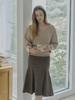 AVANT-G V-Neck Oversized Knit Pullover - Beige