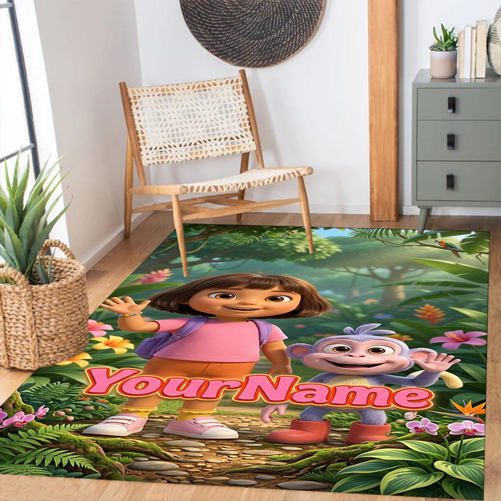 Dora Explorer Customize Your Name Floor Mat Suitable for Study room Outdoor Dining Room Playrooms Anti-slip Rug Office home decor